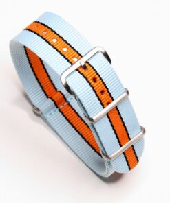 Gulf Racing Inspired Nylon Watch Strap for Vintage and Modern Wristwatch Chronograph automatic