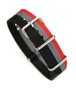 Durable one piece nylon Black Gray Red watch strap band audi with stainless steel brushed hardware in 20mm
