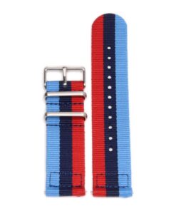 Durable two piece nylon smart watch Blue Violet Red watch strap band bmw mpower with stainless steel brushed hardware in 22mm