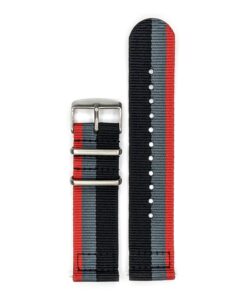 Durable two piece nylon smart watch Black Grey Red watch strap band Quatro Audi group-b vintage rallying with stainless steel brushed hardware in 22mm