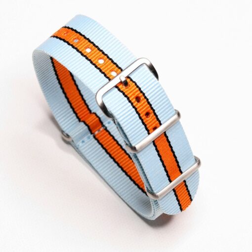 Gulf Racing Inspired Nylon Watch Strap for Vintage and Modern Wristwatch Chronograph automatic