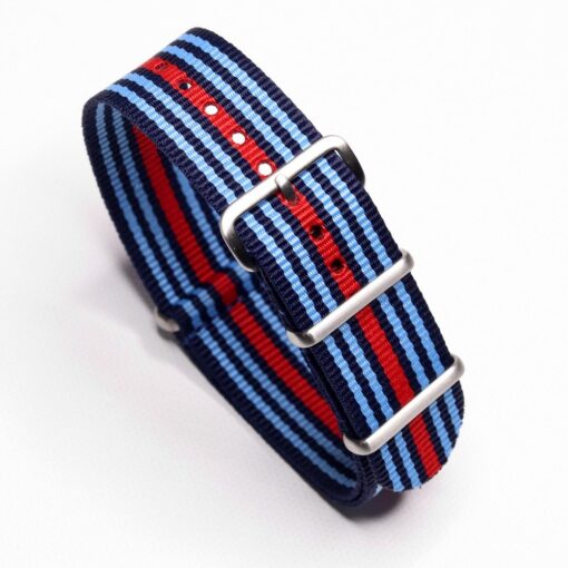 Martini Racing Inspired Nylon Watch Strap for Vintage and Modern Wristwatch Chronograph automatic