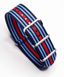 Martini Racing Inspired Nylon Watch Strap for Vintage and Modern Wristwatch Chronograph automatic