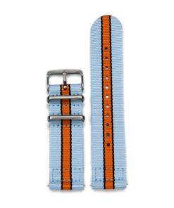 Durable two piece nylon smart watch Gulf Racing Inspired watch strap band ford lemans with stainless steel brushed hardware in 22mm