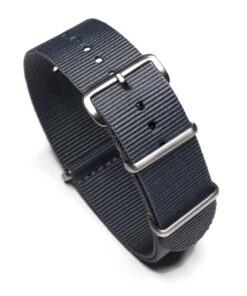 Durable one piece nylon Gray watch strap band with stainless steel brushed hardware in 22mm 20mm